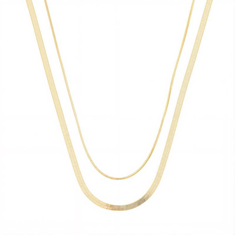 Gold & Silver 14K Gold Plated Layered Necklace Set for Women - 2 Pieces, 15-16 Inch with Extenders