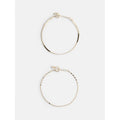 Women's Gold & Silver Layered Herringbone Bracelet Set - 14K Gold Plated, 2-Piece Jewelry