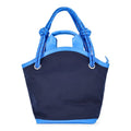 Women's Canvas Tote Bag with Rope Handles and Faux Leather Bottom