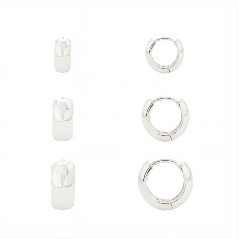 Women’s Silver-Plated Hoop Earring Set - 3 Pairs, Demi-Fine Jewelry