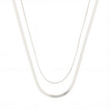 Silver Plated Layered Necklace Set for Women, Demi-Fine Jewelry 2-Piece