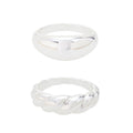 Silver Plated Ring Set for Women - 2-Piece Demi-Fine Jewelry, Size 7