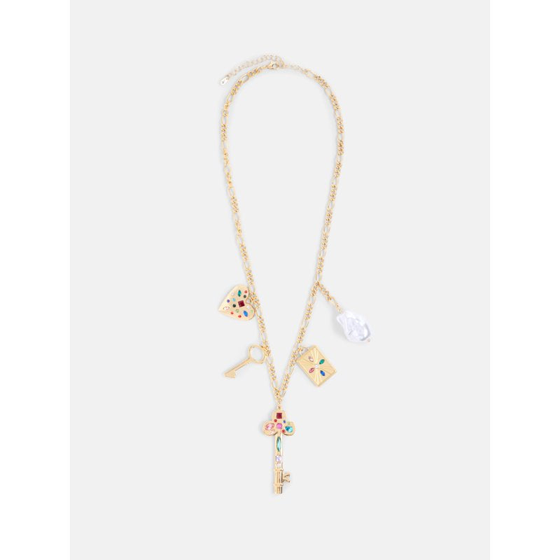 Women's Gold Tone Charm Necklace 22 Inch with Extender, Jewelry Accessory