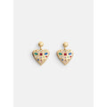 Faceted Bead Goldtone Heart Earrings for Women - Dangle Jewelry