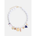 Faux Pearl Charm Necklace for Women 16-Inch with 3-Inch Extender