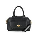 Women's Faux Leather Satchel Handbag with Removable Crossbody Strap - Black/Navy