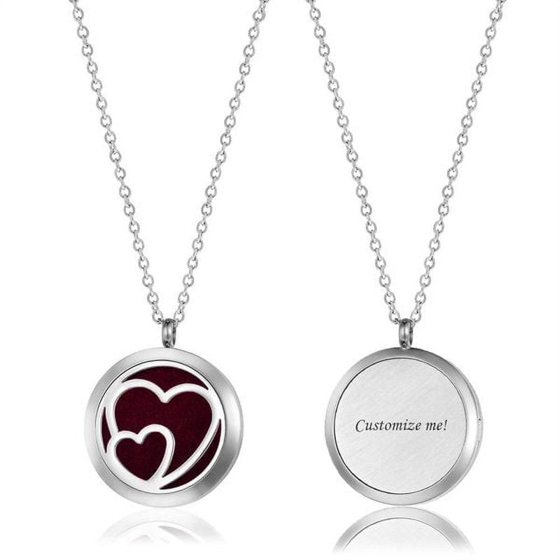 Personalized Aromatherapy Necklace with 12 Reusable Felt Pads - Stainless Steel Diffuser Jewelry Gift