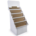 White Corrugated Cardboard Display Rack with 5 Bins - Set of 2