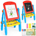 Double-Sided Kids Art Easel with Magnetic Whiteboard & Chalkboard – Educational Gift for Ages 2-6