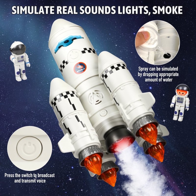 Space Rocket Toys for Kids 5-7 Years - STEM Science Kit with Projection Lamp