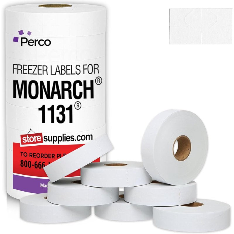 White Freezer Price Labels for Monarch 1131 - 20,000 Labels, 8 Rolls