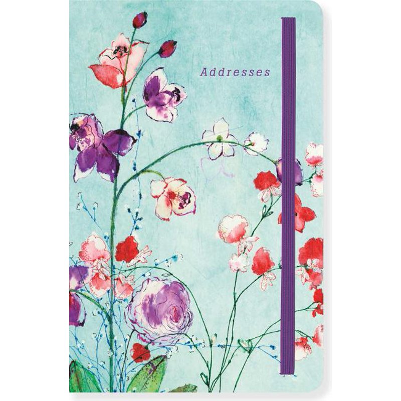 Fuchsia Blooms Address Book Spiral Notebook with Tabbed Dividers & Elastic Closure