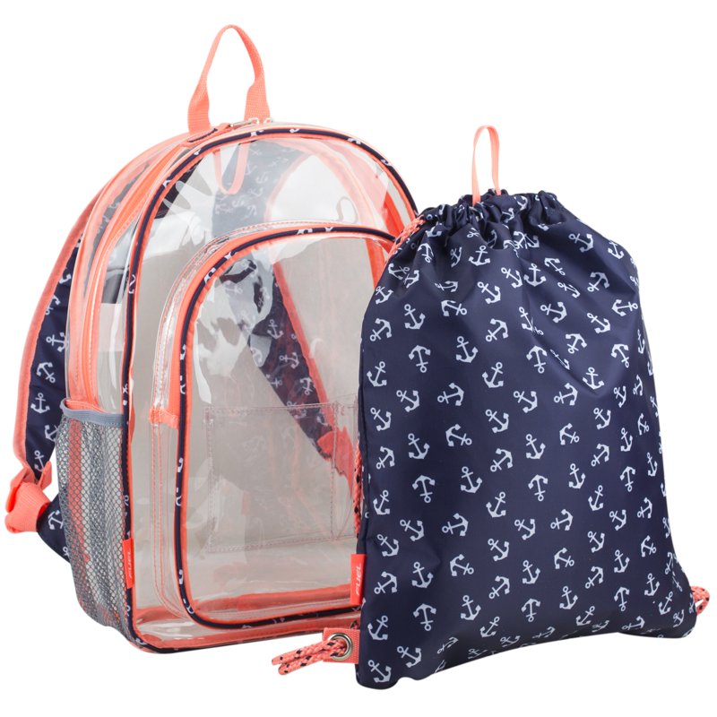 Clear Coral Backpack and Cinch Sling Set - Durable & Versatile Travel Bag