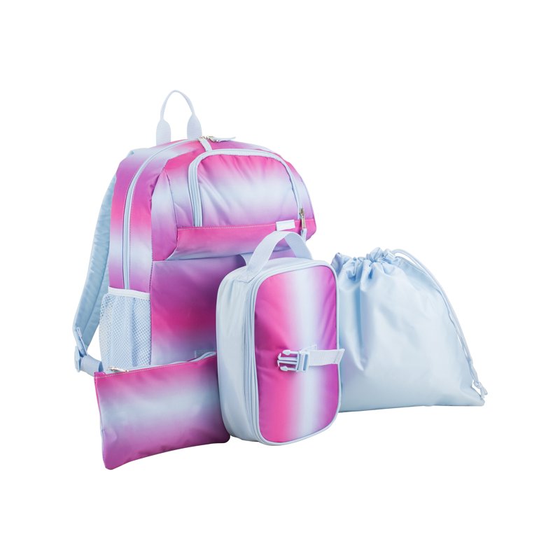 Unisex 4-Piece School Backpack Set with Lunch Box Shoe Pouch and Storage Case