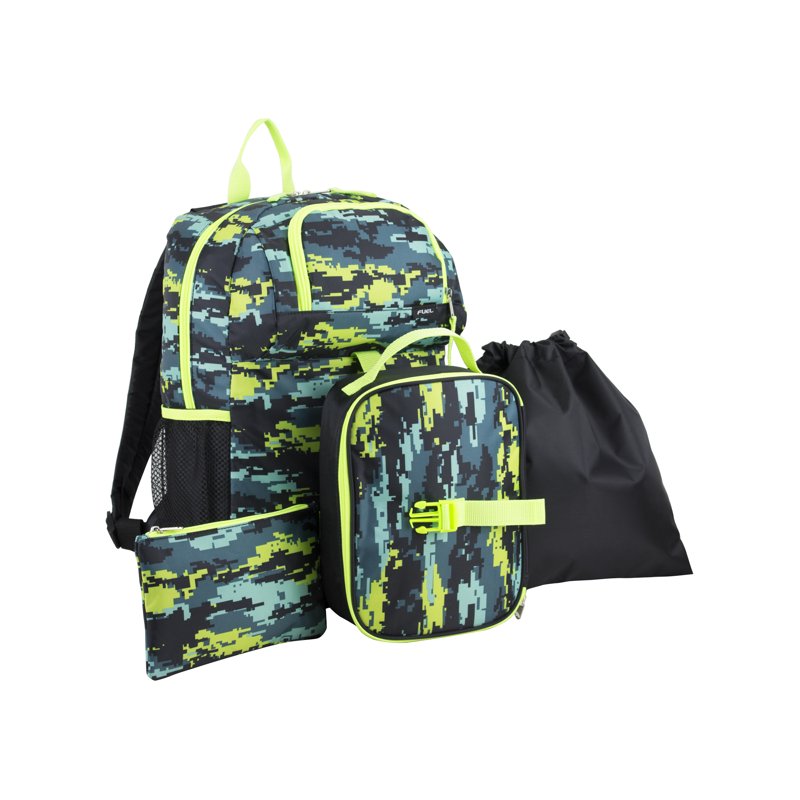Unisex 4-Piece Backpack Set with Lunch Box Shoe Pouch & Storage - Multiple Colors