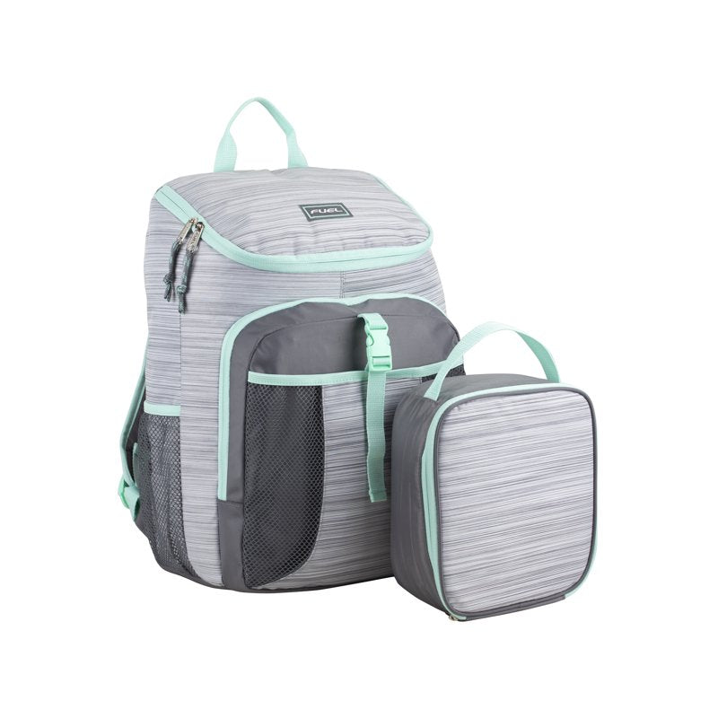 Unisex Top Loading Backpack with Lunch Bag Set - Ash Gray, Durable Polyester