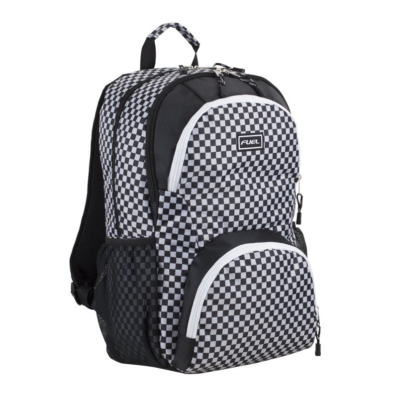 Unisex Checkered Backpack with Laptop Sleeve, Hydration Pockets & Padded Straps