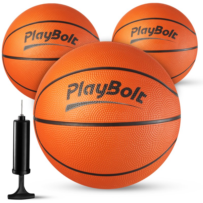 Mini Basketballs Set - 3 Pack 7 Inch Youth Rubber Balls for Indoor Outdoor Play