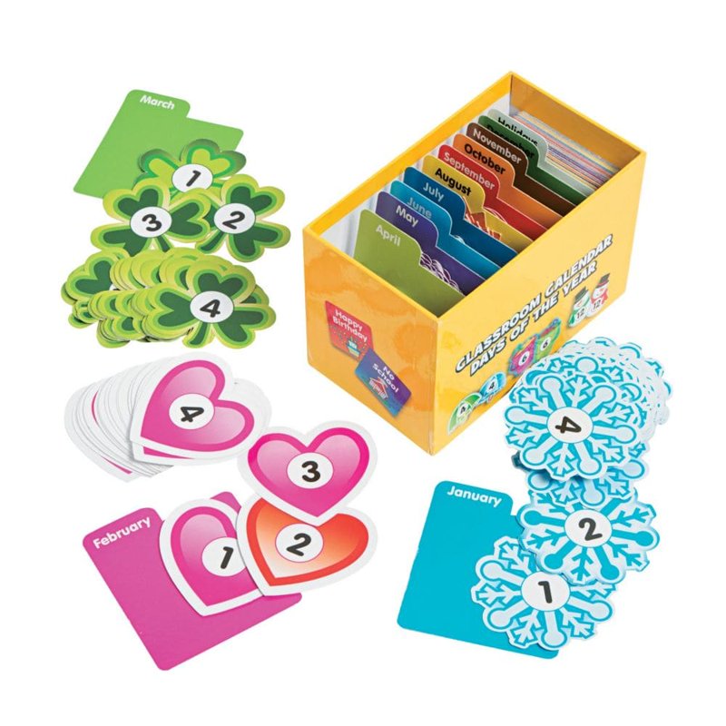 Classroom Calendar Bulletin Board Set with 462 Double-Sided Pieces & Holiday Cards