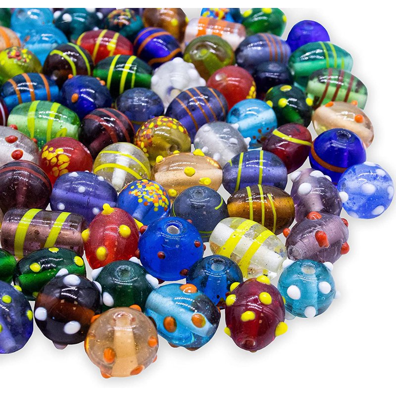 Assorted Glass Beads for Jewelry Making - 4 oz, 100 Count