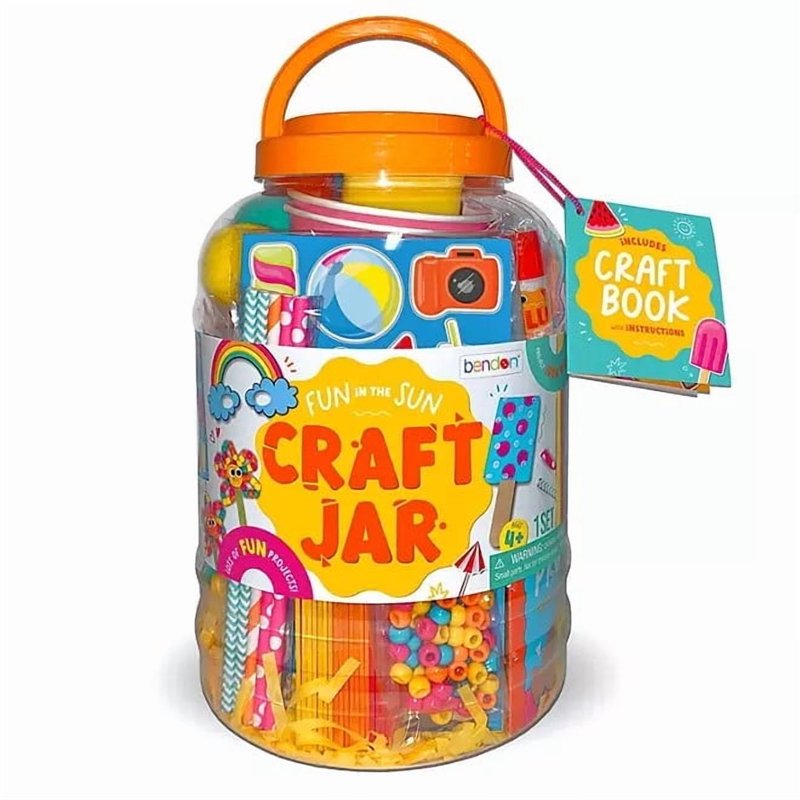 Kids Art & Craft Kit with 200+ Supplies - Summer Creativity Jar for Children