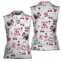 Funny Flamingo Golfer Par Then Bar Women Sleeveless Polo XS-4XL - Variation L