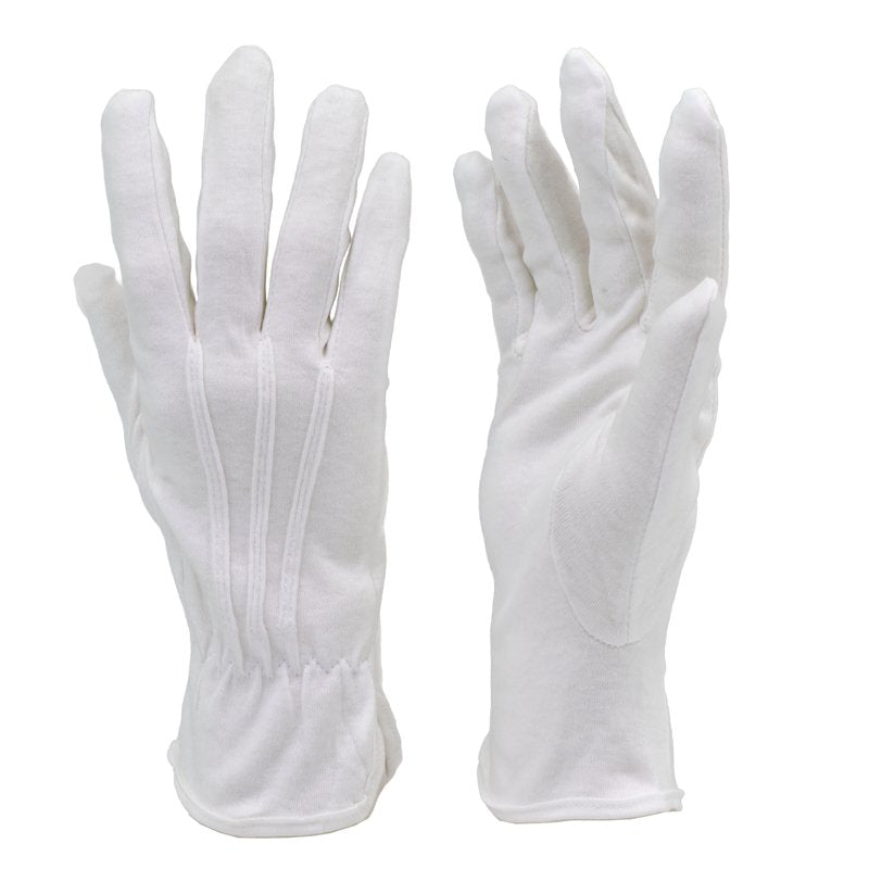 White Cotton Dress Gloves - Unisex Formal & Parade Gloves, Medium
