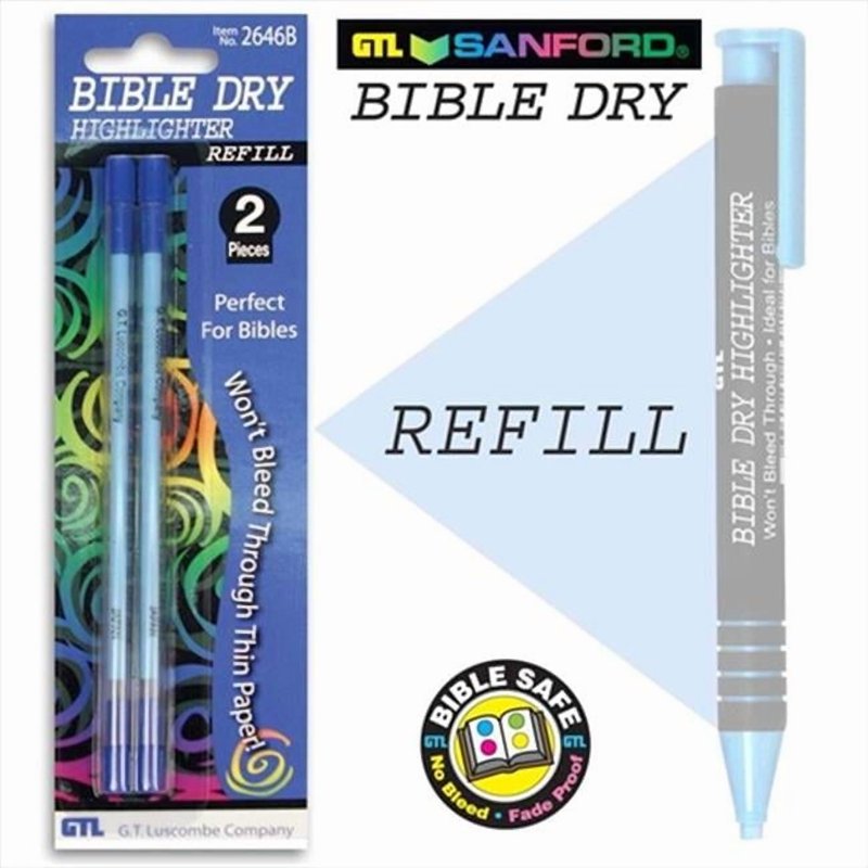 Highlighter Bible Refill - Blue Ink Dry Marker Replacement