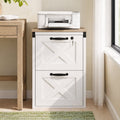 2-Drawer File Cabinet with Lock and Key, Farmhouse Style, White