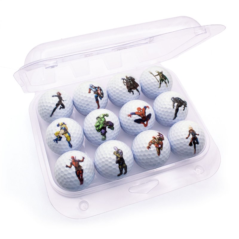 Superhero Golf Balls 12 Pack - Comic Book Style Novelty Golf Set