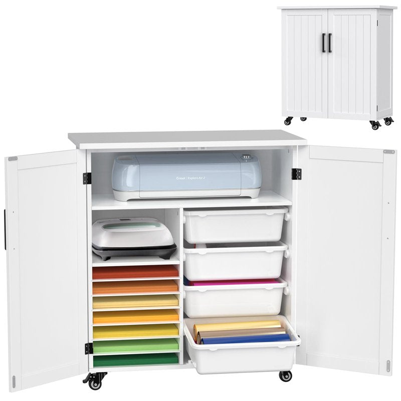 Rolling Craft Storage Cart with Shelves & Wheels for Cricut and Craft Supplies
