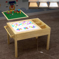 3-in-1 Kids Activity Table with LED Light, Building & Art Station, Storage