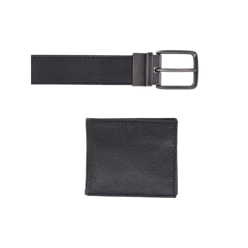 Men's Bifold Wallet and Reversible Belt Gift Set - Black & Brown