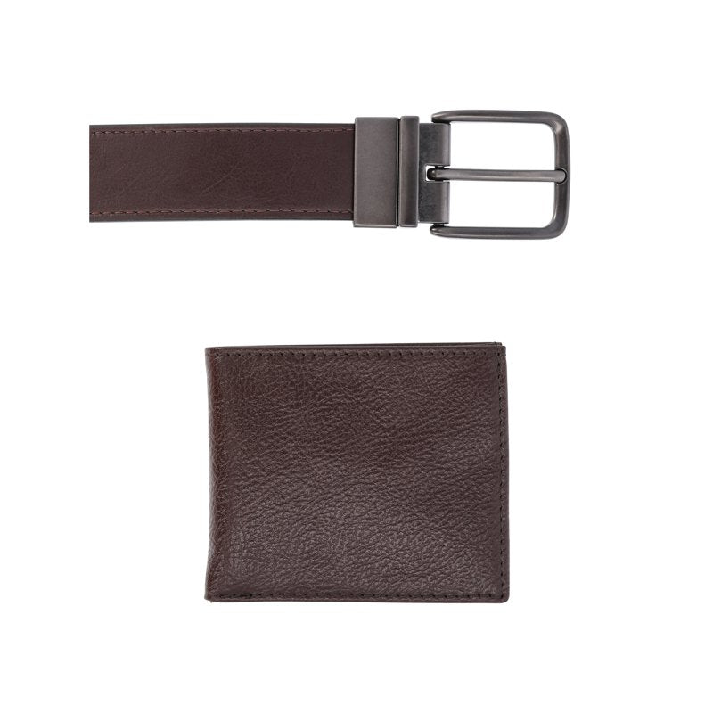 Men's Bifold Wallet & Reversible Belt Gift Set - Leather Accessories