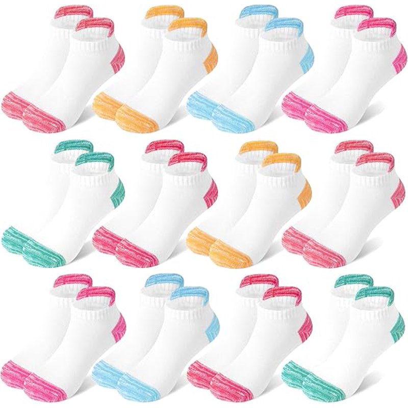 Girls Socks 12 Pairs Cotton Ankle Socks for 1-14 Years | Variation: 02 Mixed Color B-12 Pairs, 1-2T