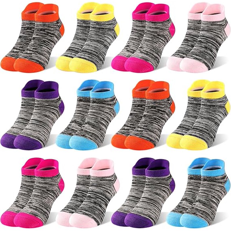 GENTABY 12 Pairs Girls Cotton Ankle Socks - Mixed Color 4-7 Years
