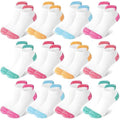 GENTABY 12 Pairs Girls Socks Cotton Ankle Socks — Mixed Color 4-7 Years