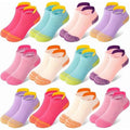 GENTABY 12 Pairs Girls Cotton Ankle Socks – Mixed Color, 4-7 Years (Variation 01)