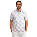 Men's Floral Print Golf Polo Shirts - Short Sleeve Performance Comfort