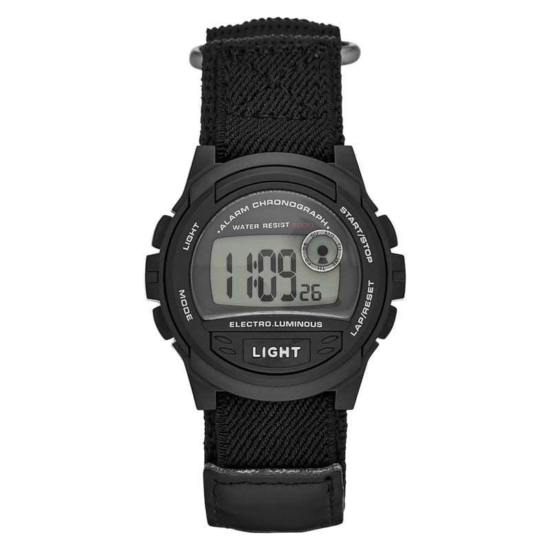 Men's Digital Watch with Black Nylon Strap, Positive LCD Display Sport Watch