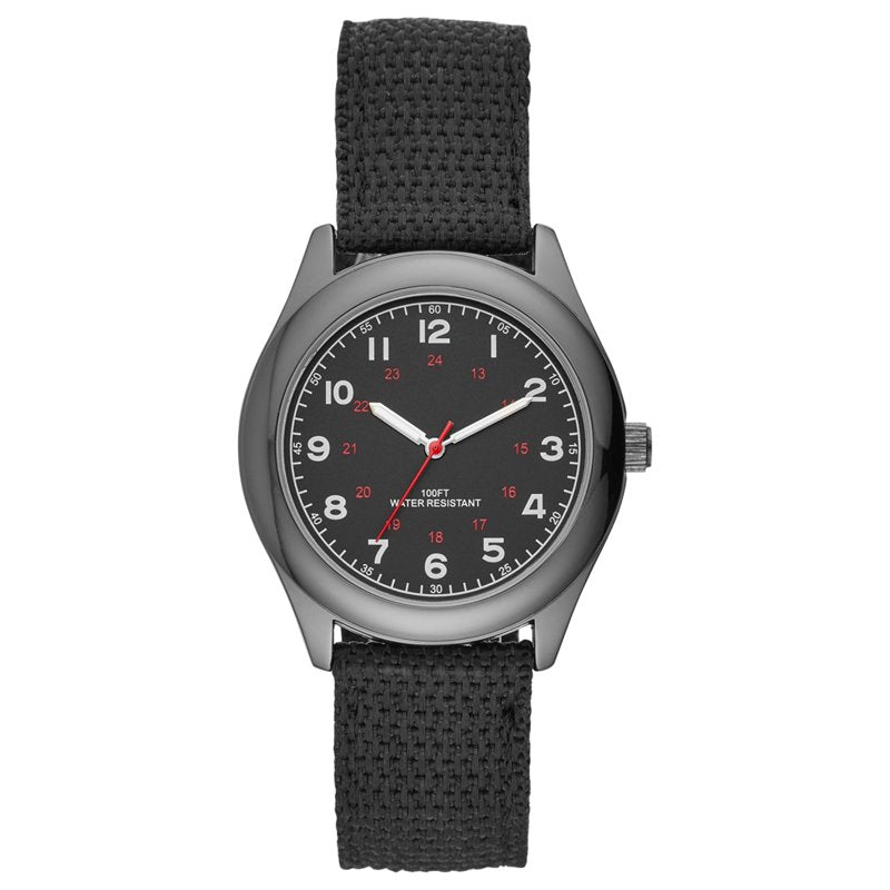 Men's Watch with Gunmetal Case & Black Nylon Strap – Easy Read Dial, Water Resistant