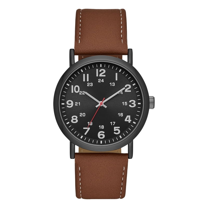 Men's Analog Watch with Gunmetal Case and Vegan Leather Strap