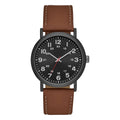 Men's Analog Watch with Gunmetal Case and Vegan Leather Strap