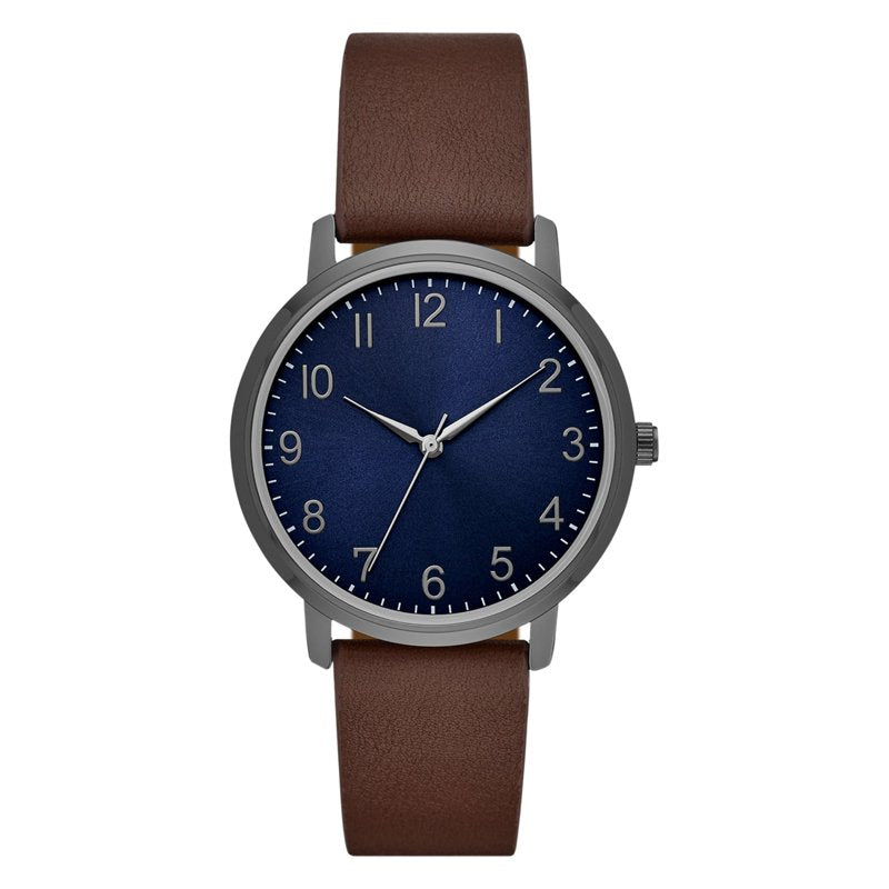 Men's Watch with Blue Dial and Vegan Leather Strap - Multiple Colors