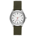 Men's Watch with Silvertone Case and Green Nylon Strap - Easy Read Dial