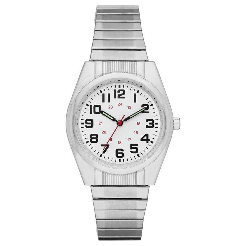 Men's Silver Watch with Easy Read Dial and Expansion Band - 37mm