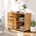 3-Drawer Rolling File Cabinet with Lock - Under Desk Office Storage