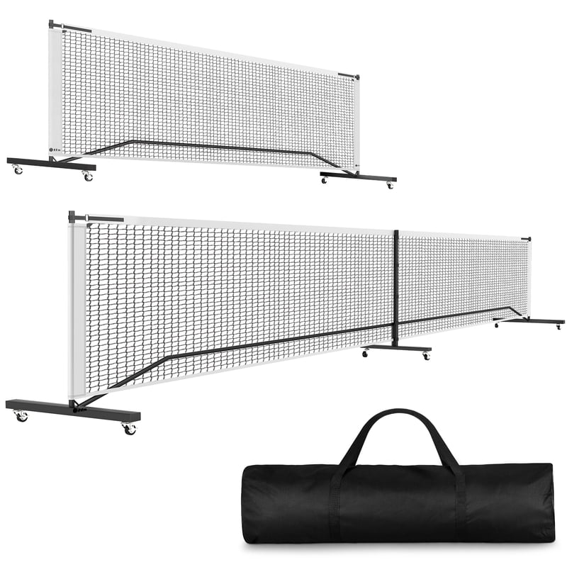 Portable Pickleball Net System with Wheels for Full and Half Court Play