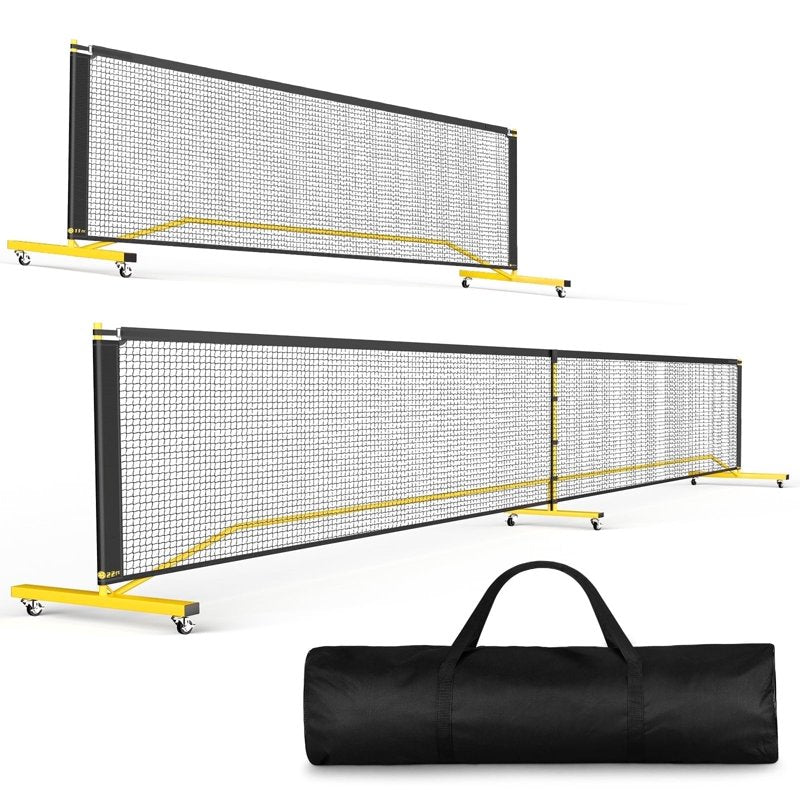 Portable Pickleball Net System with Wheels for Full and Half Court Play