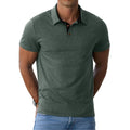 Men's Casual Polo Shirts - Short Sleeve Cotton Classic Collared Shirt with Pocket